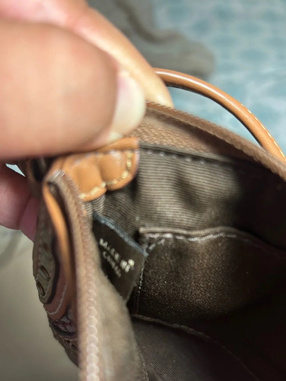 Coach Brown Signature Soho Signature Studded Mini Wristlet